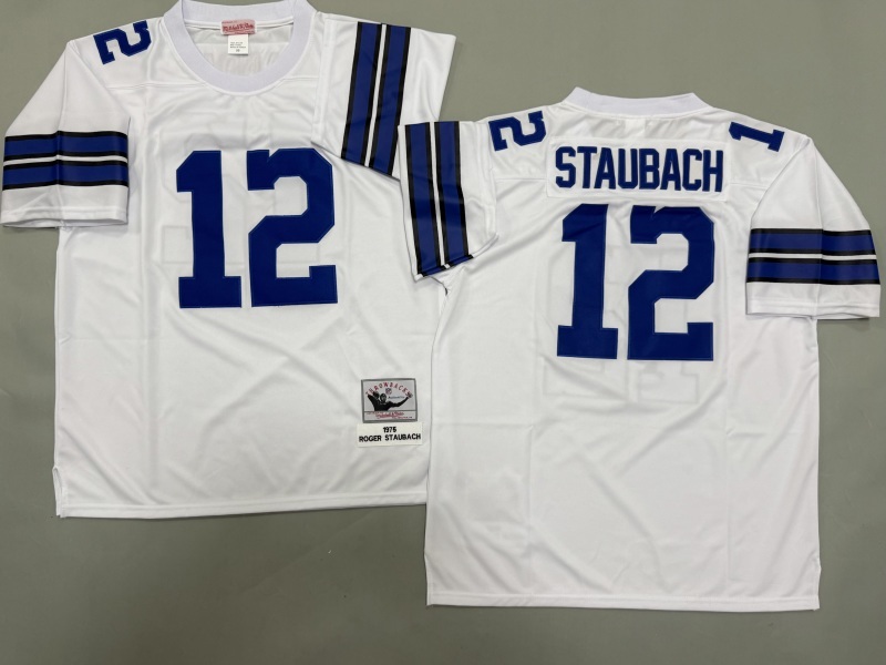 Men 2025 Nike Dallas Cowboys #12 Staubach White Throwback Limited NFL Jersey 003